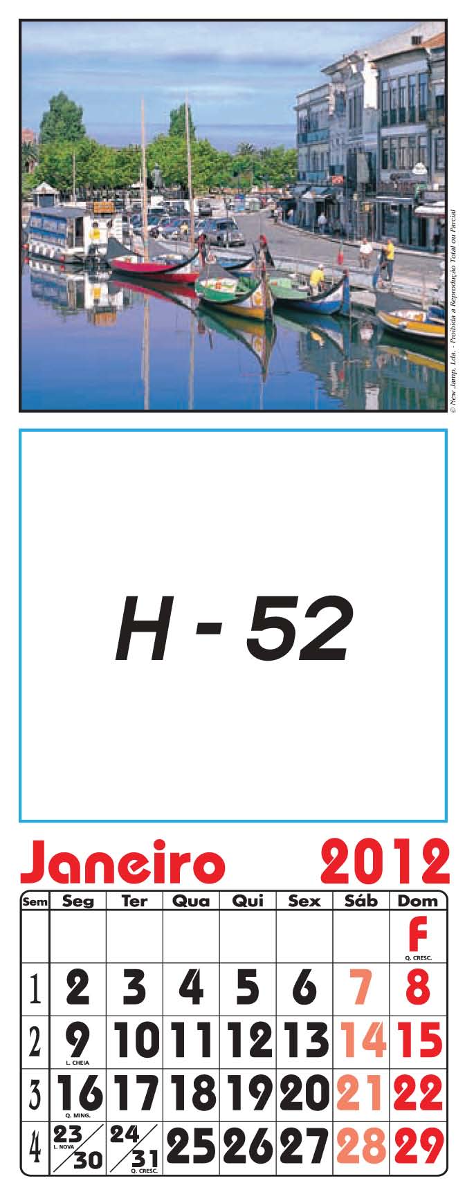 Calendário de Parede Modelo H