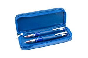 Ballpoint and pencil set in case, blue esc